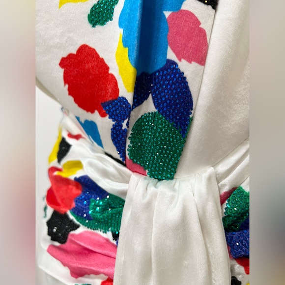 RAISA VANESSA Floral Print One-Shoulder Gown Maxi Embellished Dress - Picture 5 of 12